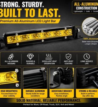2 Barras LED Amarilla 6D Aluminio