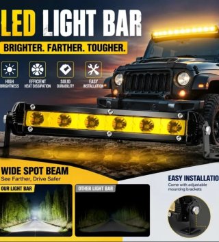 2 Barras LED Amarilla 6D Aluminio