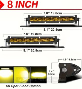 2 Barras LED Amarilla 6D Aluminio