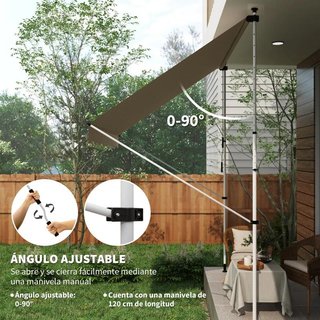 Toldo Retráctil 300x150 Ajustable Manivela Beige