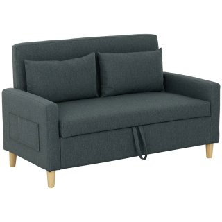 Sofá 2 Plazas Gris Lino Sintético