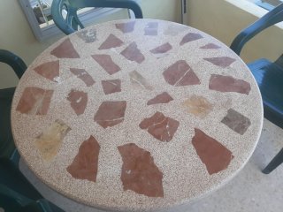 Mesa redonda de mármol para terraza
