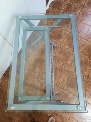 2 Mesas Escritorio Cristal y Metal- 2 Iguales