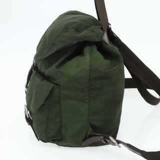 PRADA Backpack Nylon Silver Khaki Auth 176699 -