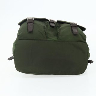 PRADA Backpack Nylon Silver Khaki Auth 176699 -