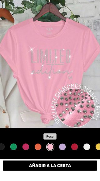 Camiseta rosa Limited Edition con pedrería