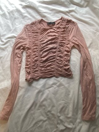 Camiseta melocotón ajustada manga larga