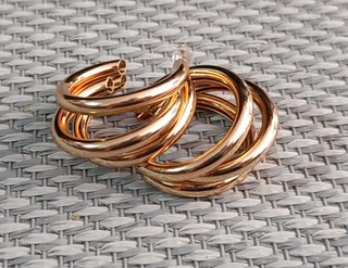 Pendientes Aro Triple Dorados C Elegantes Nuevos