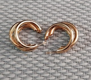 Pendientes Aro Triple Dorados C Elegantes Nuevos