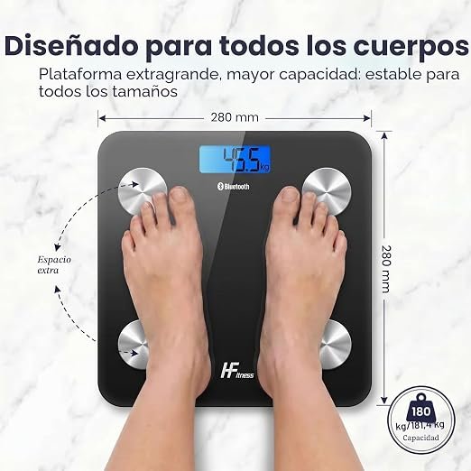 Báscula HOMEFASHION Bluetooth Negra