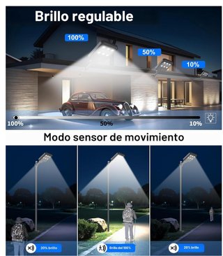 Farola Solar LED de Alta Potencia con Sensor de Mo