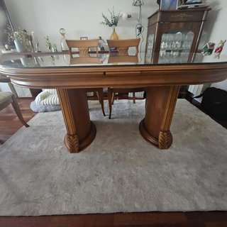 Mesa y sillas  comedor extensible cristal
