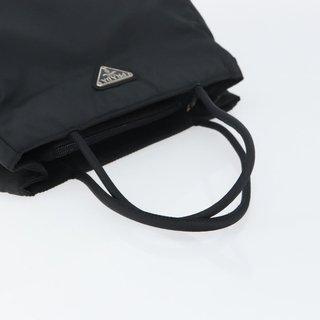 PRADA Hand Bag Nylon Black Silver Auth 151476 -