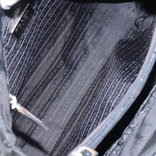 PRADA Hand Bag Nylon Black Silver Auth 151476 -