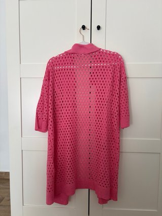 Cárdigan rosa de punto calado
