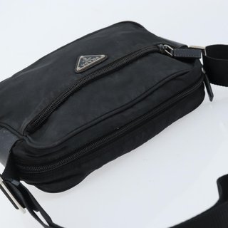 PRADA Shoulder Bag Nylon Black Silver Auth