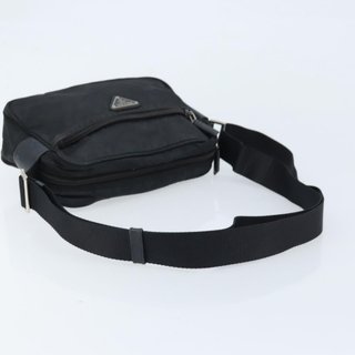 PRADA Shoulder Bag Nylon Black Silver Auth