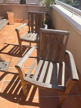 Mesa de exterior de teca + 2 sillas