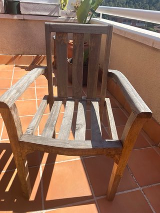 Mesa de exterior de teca + 2 sillas