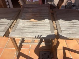 Mesa de exterior de teca + 2 sillas