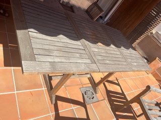 Mesa de exterior de teca + 2 sillas