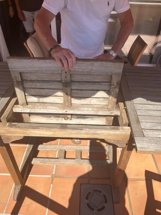 Mesa de exterior de teca + 2 sillas