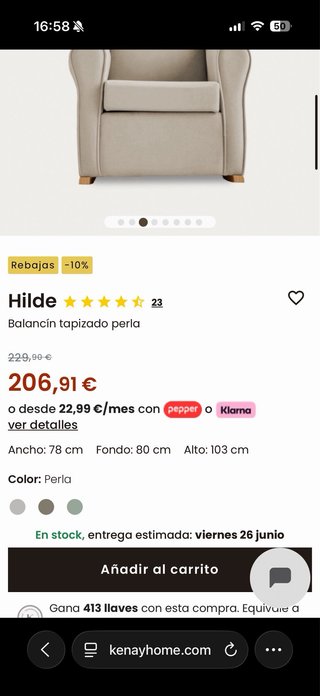 Sillón butaca balancín tela y madera