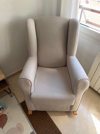 Sillón butaca balancín tela y madera