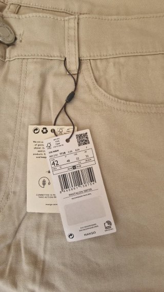 Pantalón Mango Talla 42 Beige Nuevo