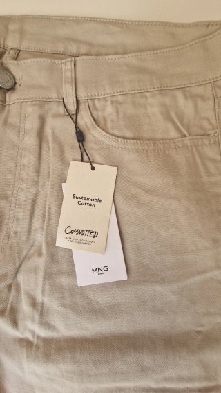 Pantalón Mango Talla 42 Beige Nuevo