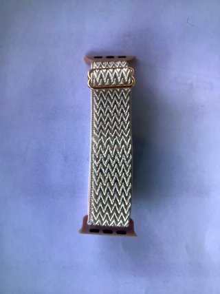 Correa iWatch rosa y blanca tejida