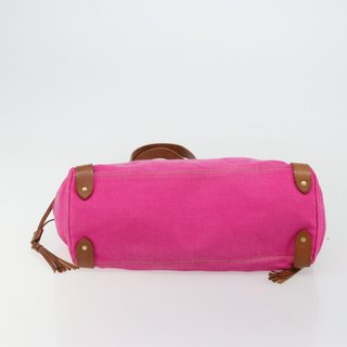 Miu Miu Tote Bag Canvas Pink Gold Auth 176854A -