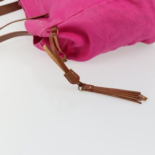 Miu Miu Tote Bag Canvas Pink Gold Auth 176854A -