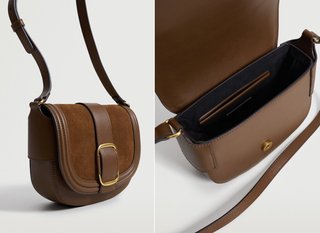 Bolso bandolera Mango piel marrón