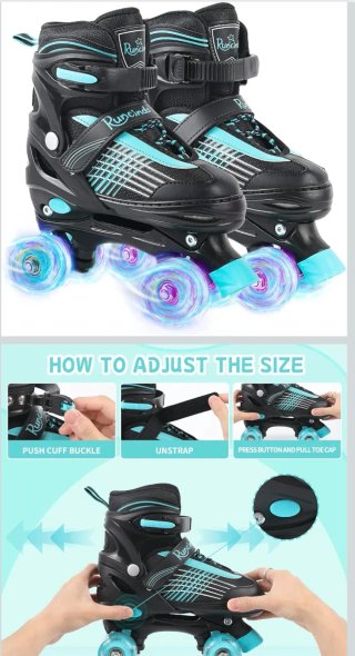 Patines Quad Negros y Turquesa