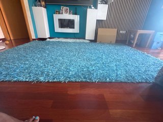 Alfombra gruesa azul poliéster