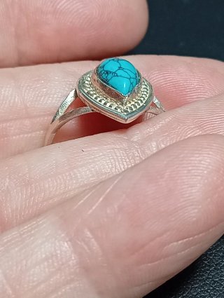 Anillo Plata Ley Turquenita Lágrima