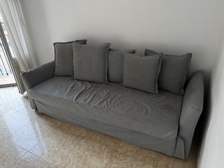Sofá 4 plazas gris tela