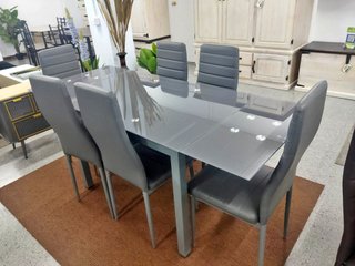Mesa extensible cristal gris + Envio Gratis