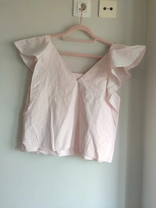 Blusa Zara rosa volantes