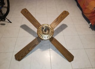 Ventilador de techo madera y dorado