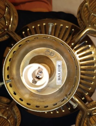 Ventilador de techo madera y dorado