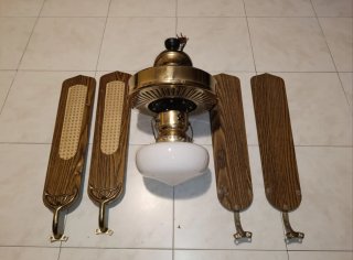 Ventilador de techo madera y dorado