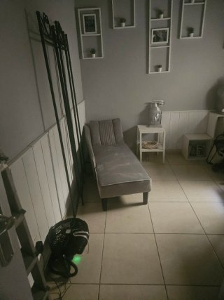 Chaiselongue gris de tela
