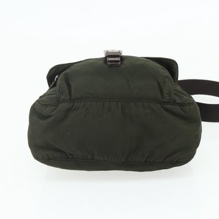 PRADA Shoulder Bag Nylon Khaki Silver Auth