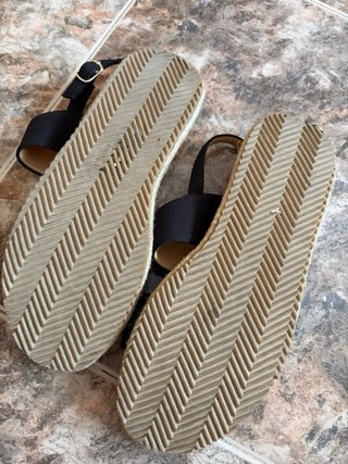 Sandalias esparto plataforma negras T38