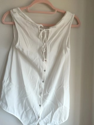 Blusa Zara Blanca sin Mangas