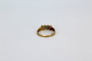 Anillo Oro 18k Circonitas Verdes y Blancas
