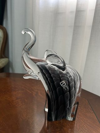 Elefante Murano Cristal Gris Transparente