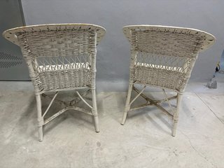 2 Sillones de Mimbre Blanco para Jardín